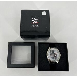 WWE Becky Lynch The Man Watch Men's Size Black Leather Band Game Time New